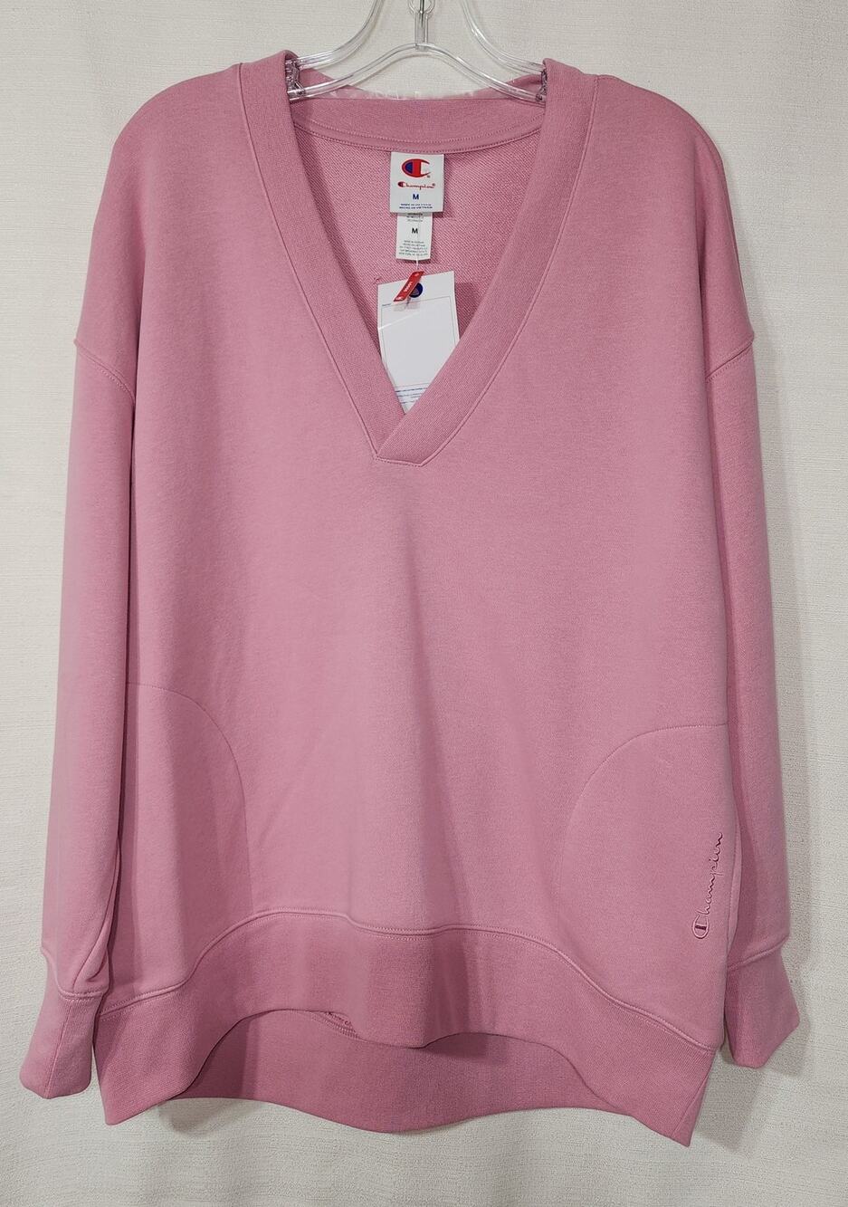 Champion pink v neck women sweatshirt size Medium